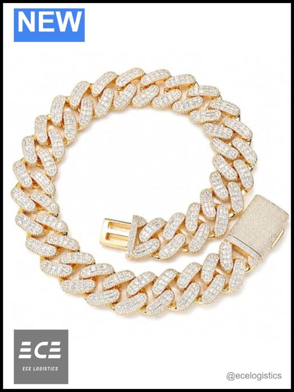 28mm Iced Out Cuban Chain Necklace 18K Gold Plated Brass CZ Men